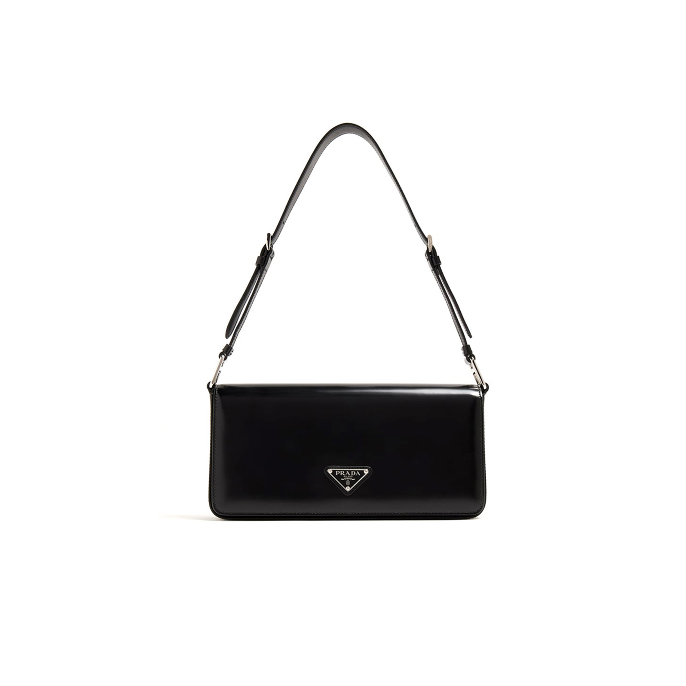 PRADA FEMME BRUSHED-LEATHER SHOULDER BAG 1BD323 (26*12*4.8cm)